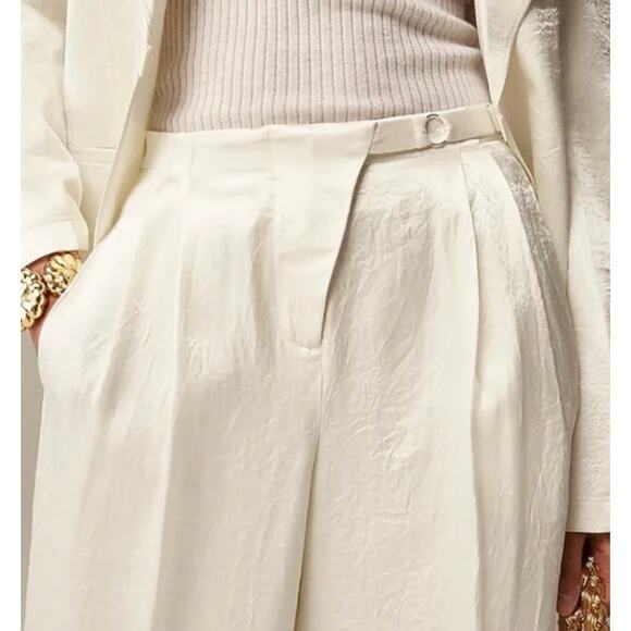 J.Crew Anna October Wide Leg Trouser Textured Satin Relaxed Ivory US 22 NWT - Picture 2 of 16